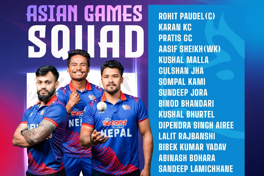 चीनको होङझाउमा हुन लागेको एशियाडको लागि १५ सदस्यीय नेपाली क्रिकेट टिमको घोषणा