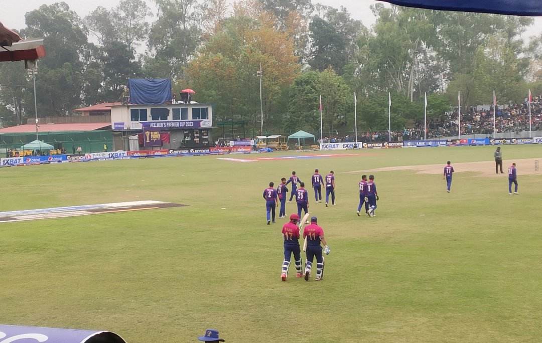 एसीसी प्रिमियर कप वर्षाले रोकिएको नेपाल र यूएईबीचको खेल पुन शुरू
