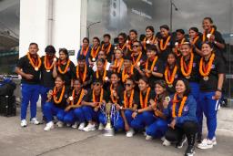 बंगलादेशसँगको मैत्रीपूर्ण खेल जितेर नेपाल फर्कियो महिला फुटबल टोली