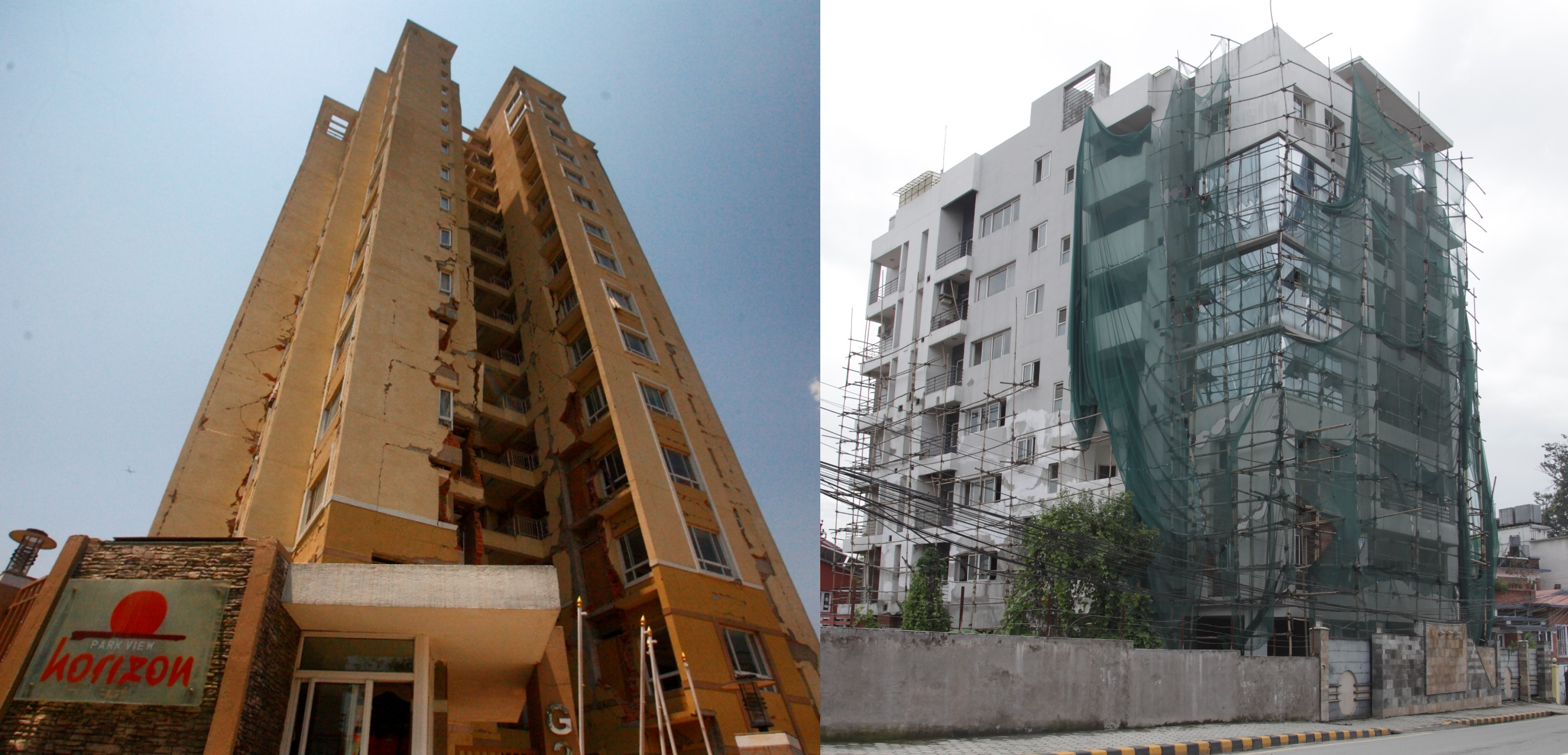 भूकम्पमा जोगिएका अपार्टमेन्ट त्रासले ढल्दै