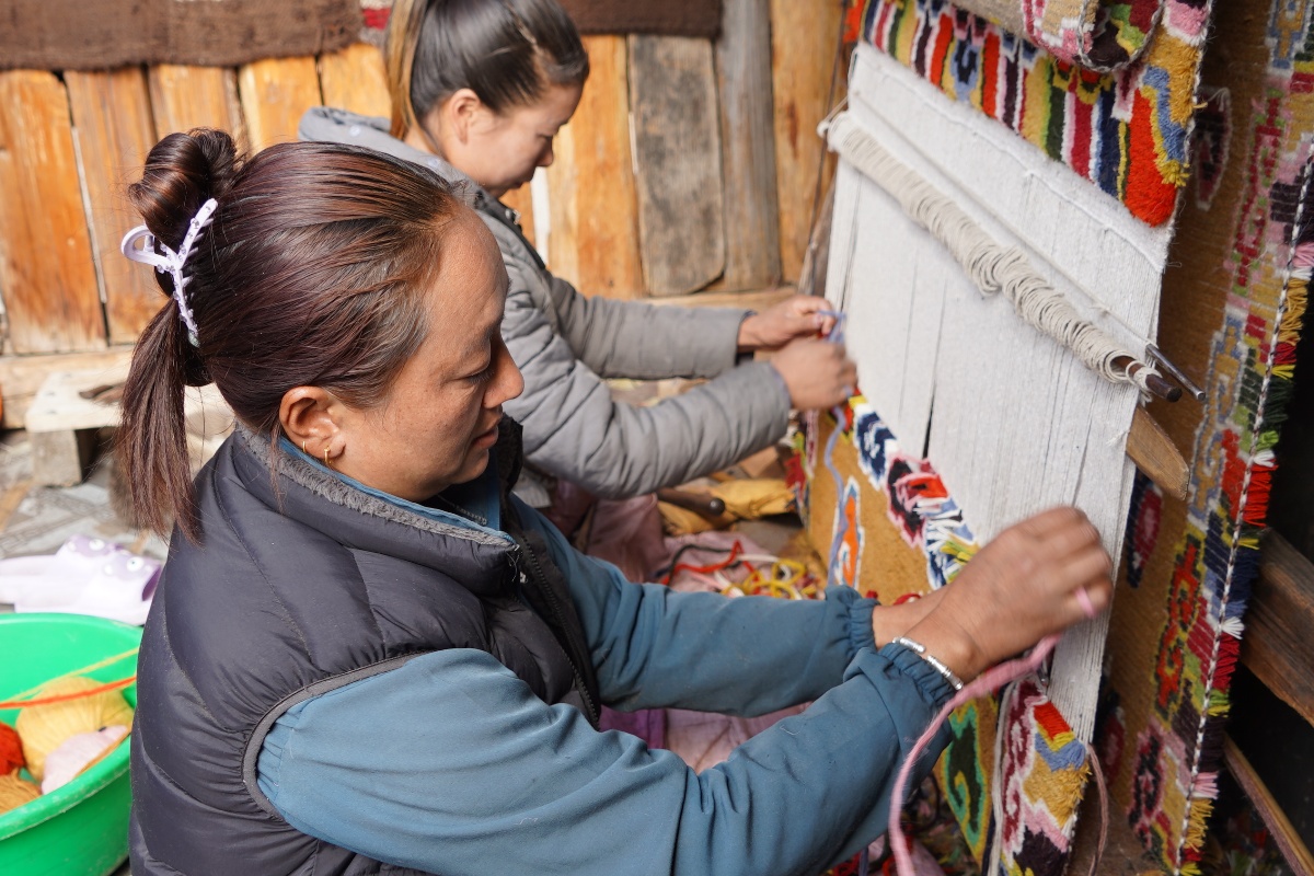 चीन पुग्न थाल्यो ओलाङ्चुङगोलामा बुनेको गलैँचा