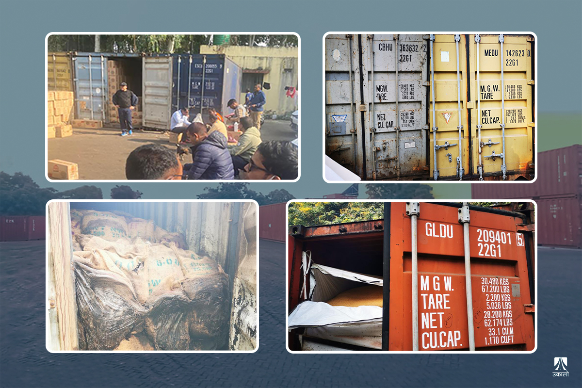 सुक्खा बन्दरगाहमा बेवारिसे २१८ कन्टेनर मुचुल्का उठाएर खोलिँदै, शुरूआती ५८ वटामा प्रतिबन्धित छोकडा भेटियो