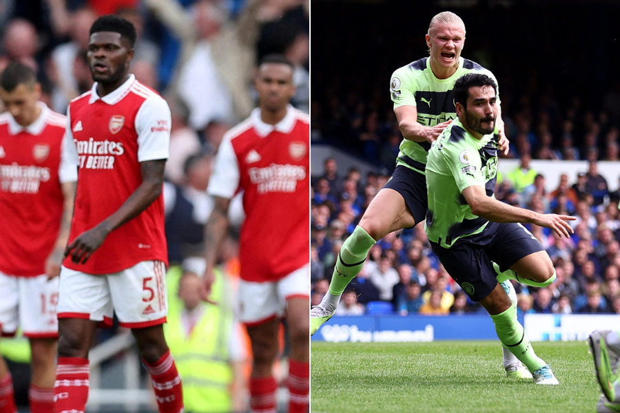 आर्सेनल  ब्राइटनसँग पराजित हुँदा सिटी प्रिमियर लिग उपाधिबाट एक जित टाढा