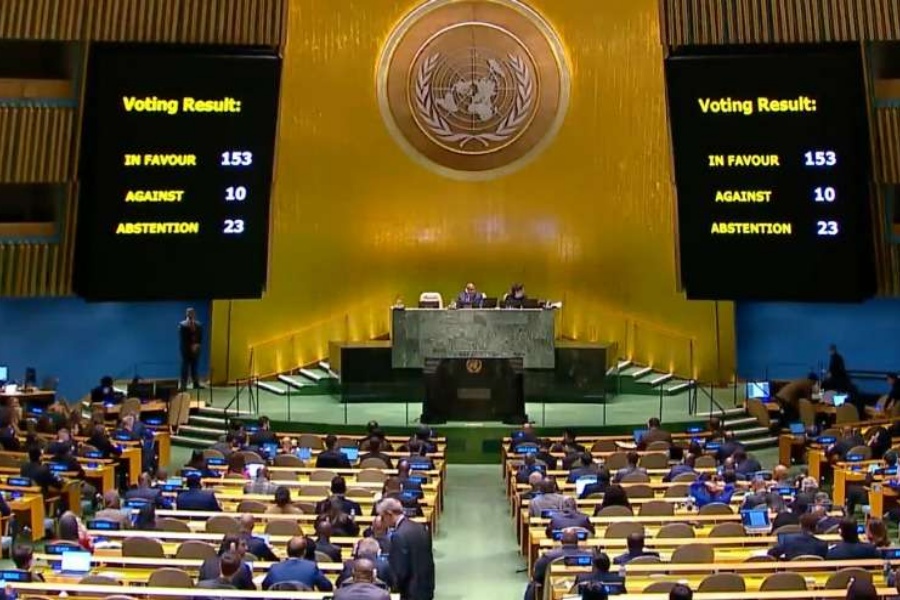 राष्ट्रसंघको आपत्कालीन बैठकले पारित गर्‍यो इजरायल–हमास युद्ध रोक्ने प्रस्ताव