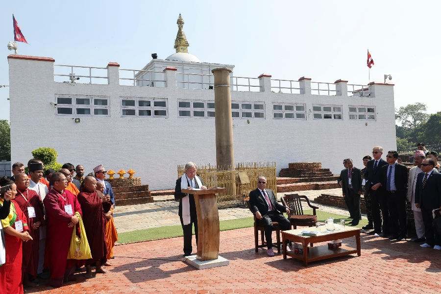 बुद्ध जन्मस्थलबाट संसारभर भइरहेका द्वन्द्व अन्त्य गर्न महासचिव गुटेरेसको आह्वान