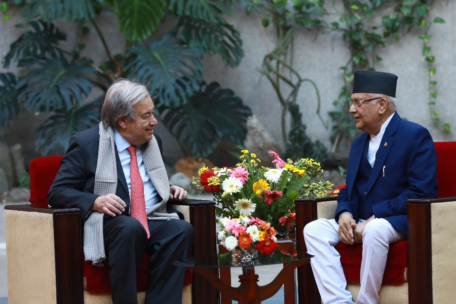 गुटेरेससँगको भेटमा ओलीले भने– प्रधानमन्त्रीका कारण शान्तिप्रक्रिया टुंग्याउन असहज भयो