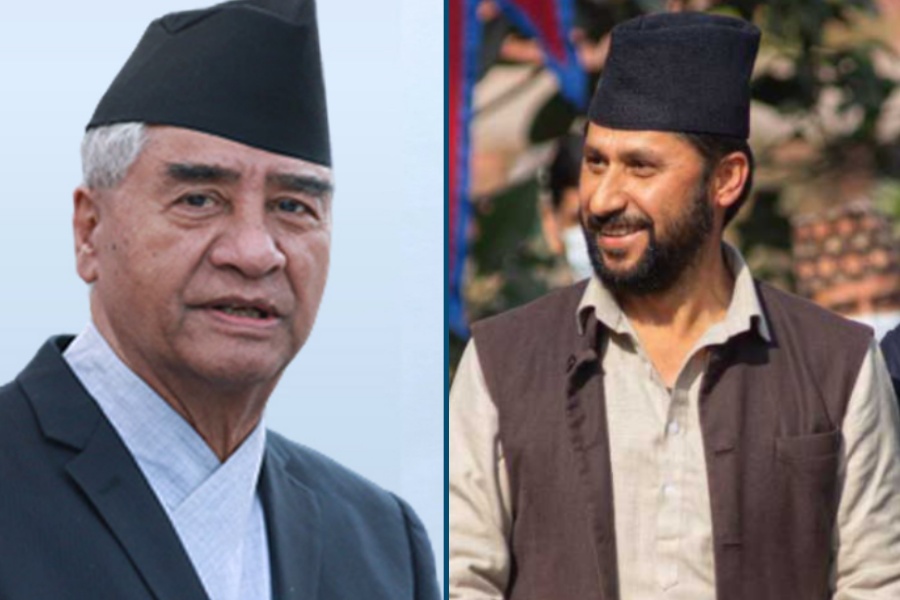 कांग्रेस सभापति देउवाले रवि लामिछानेलाई भेट्दै