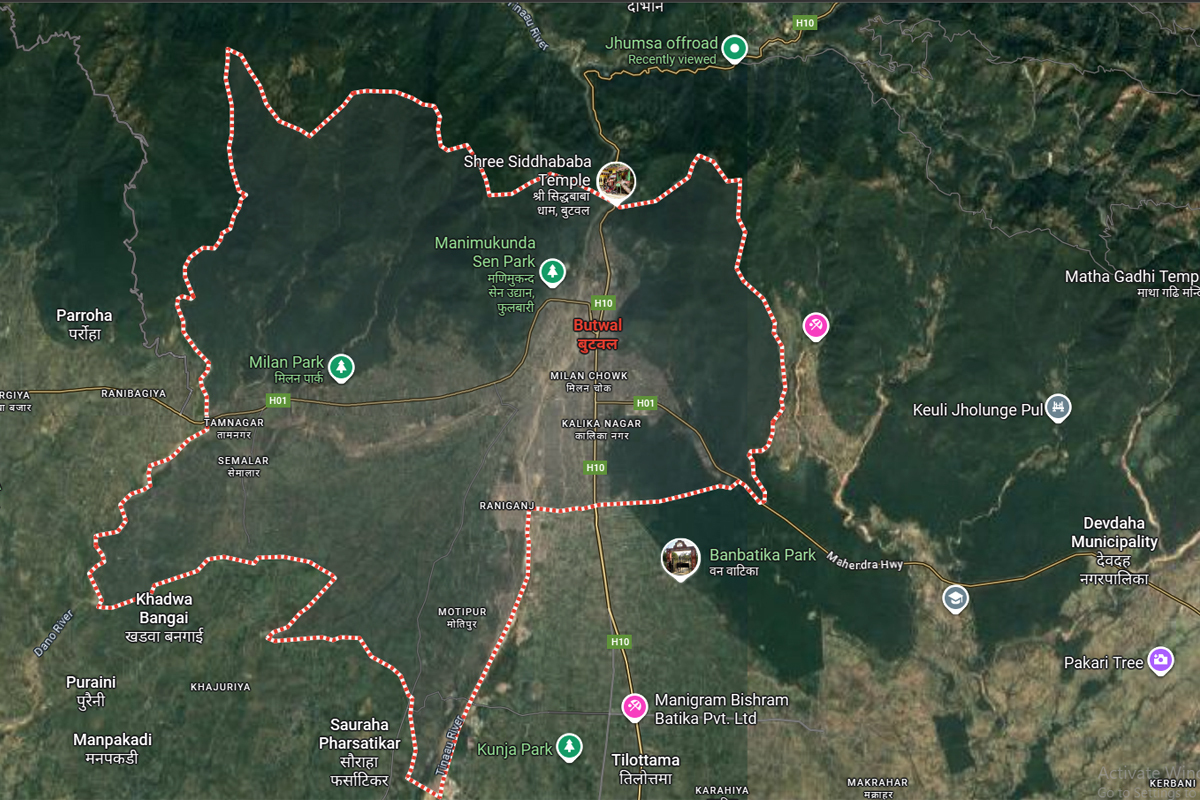 बुटवल उपमहागरपालिका। तस्वीर : गुगल म्याप्स