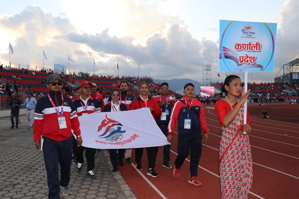 नवौँ राष्ट्रिय खेलकुद प्रतियोगितामा कर्णालीको टोली।