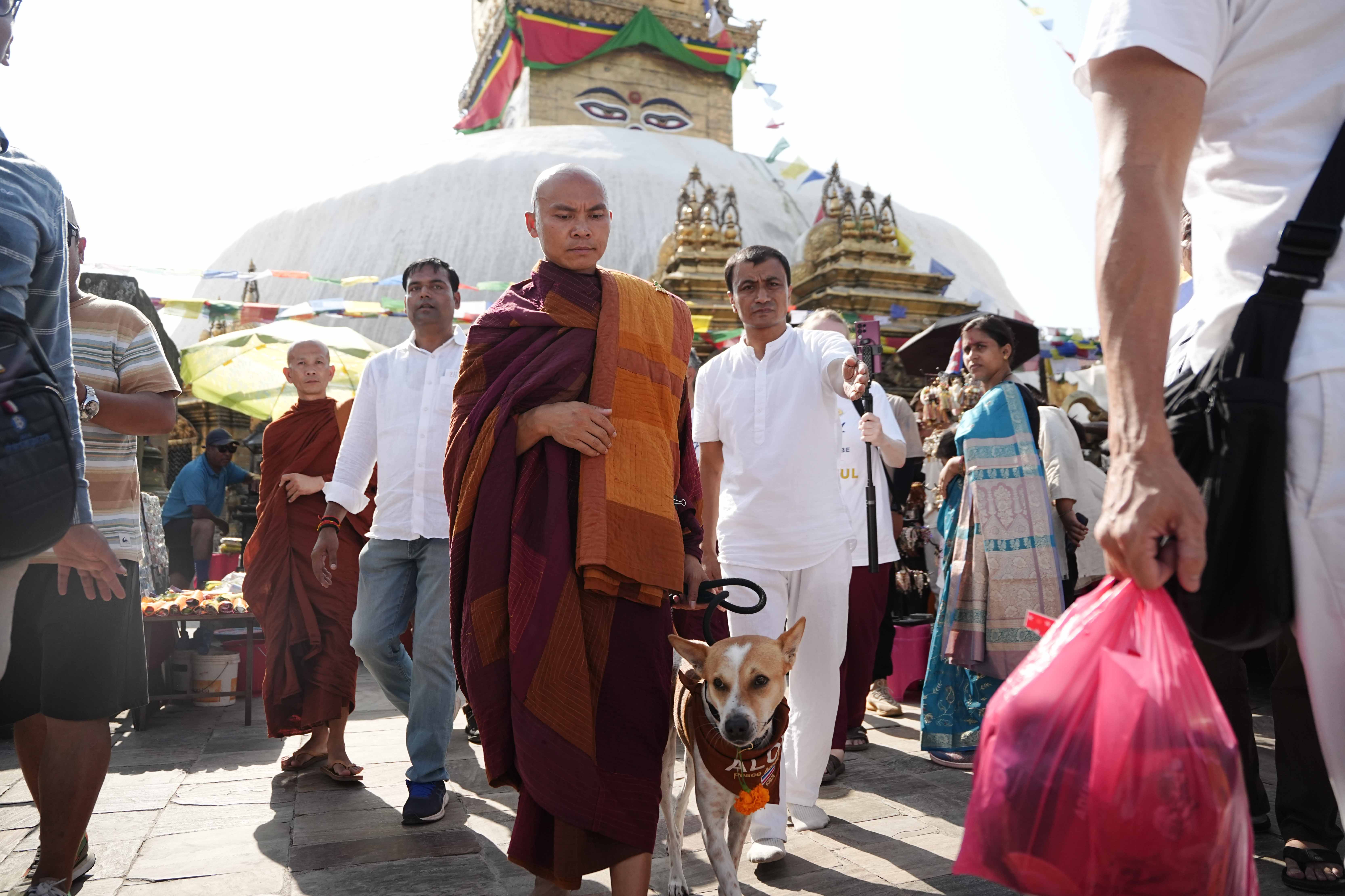 भियतनामी भिक्षुद्वारा बौद्धनाथ, स्वयम्भूनाथ र चारुमती बिहारको शान्ति पदयात्रा