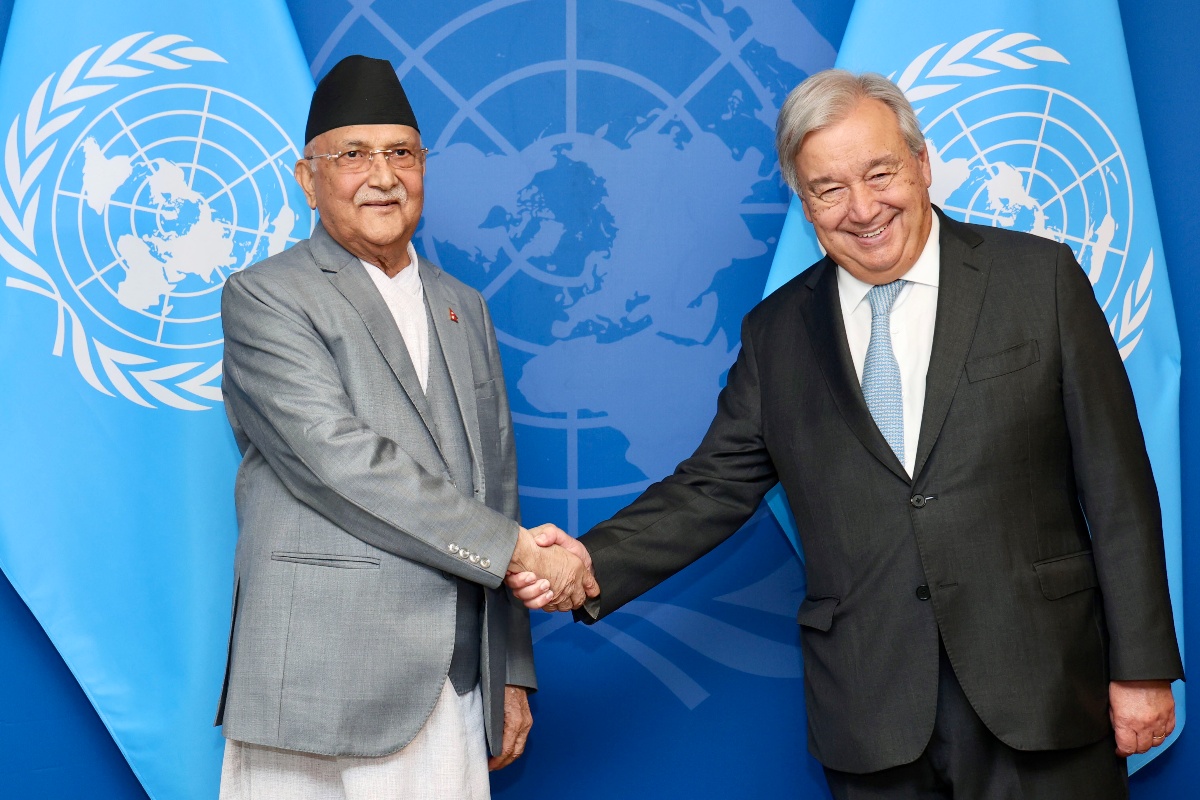 प्रधानमन्त्री ओली र राष्ट्रसंघका महासचिव गुटेरेसबीच भेट, ग्रिन हाउस उत्सर्जनमा भारी कटौती गर्नुपर्नेमा जोड