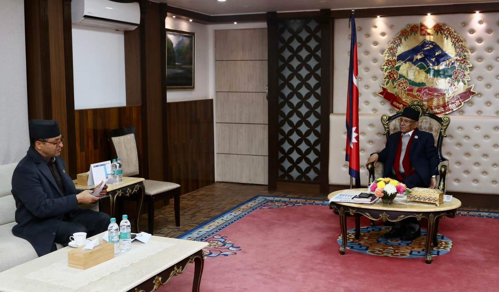 राष्ट्रियसभामा रिक्त उपाध्यक्ष र सदस्यको चुनावबारे प्रधानमन्त्री दाहाल र अध्यक्ष तिमिल्सिनाबीच छलफल