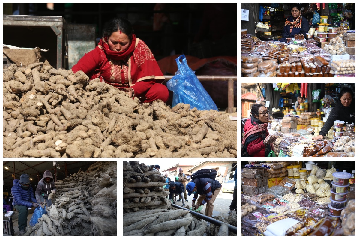 माघे संक्रान्तिको रौनक : बजारमा बढ्यो कन्दमूल र चाकुको व्यापार