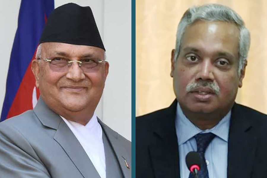 एमाले अध्यक्ष ओली र भारतीय राजदूत श्रीवास्तवबीच भेट*