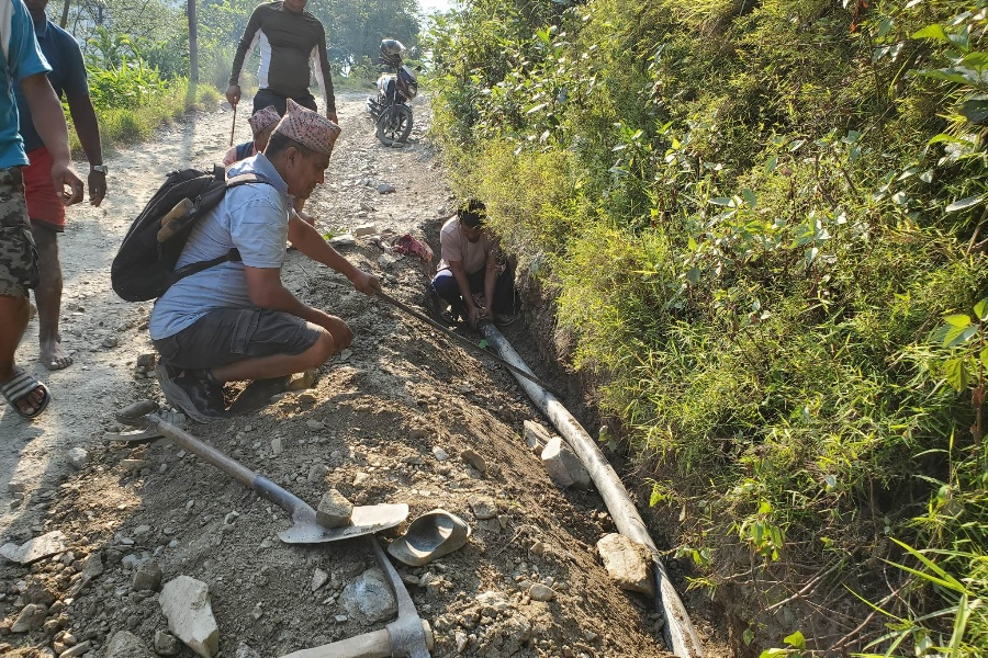 म्याग्दीको पोकगाउँमा ‘लिफ्टिङ’ प्रविधिबाट पानी, ५२ घरधुरी लाभान्वित 