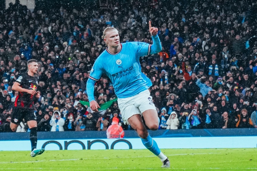 म्यानचेस्टर सिटी च्याम्पियन्स लिगको क्वार्टरफाइनलमा, हालान्डको ५ गोल