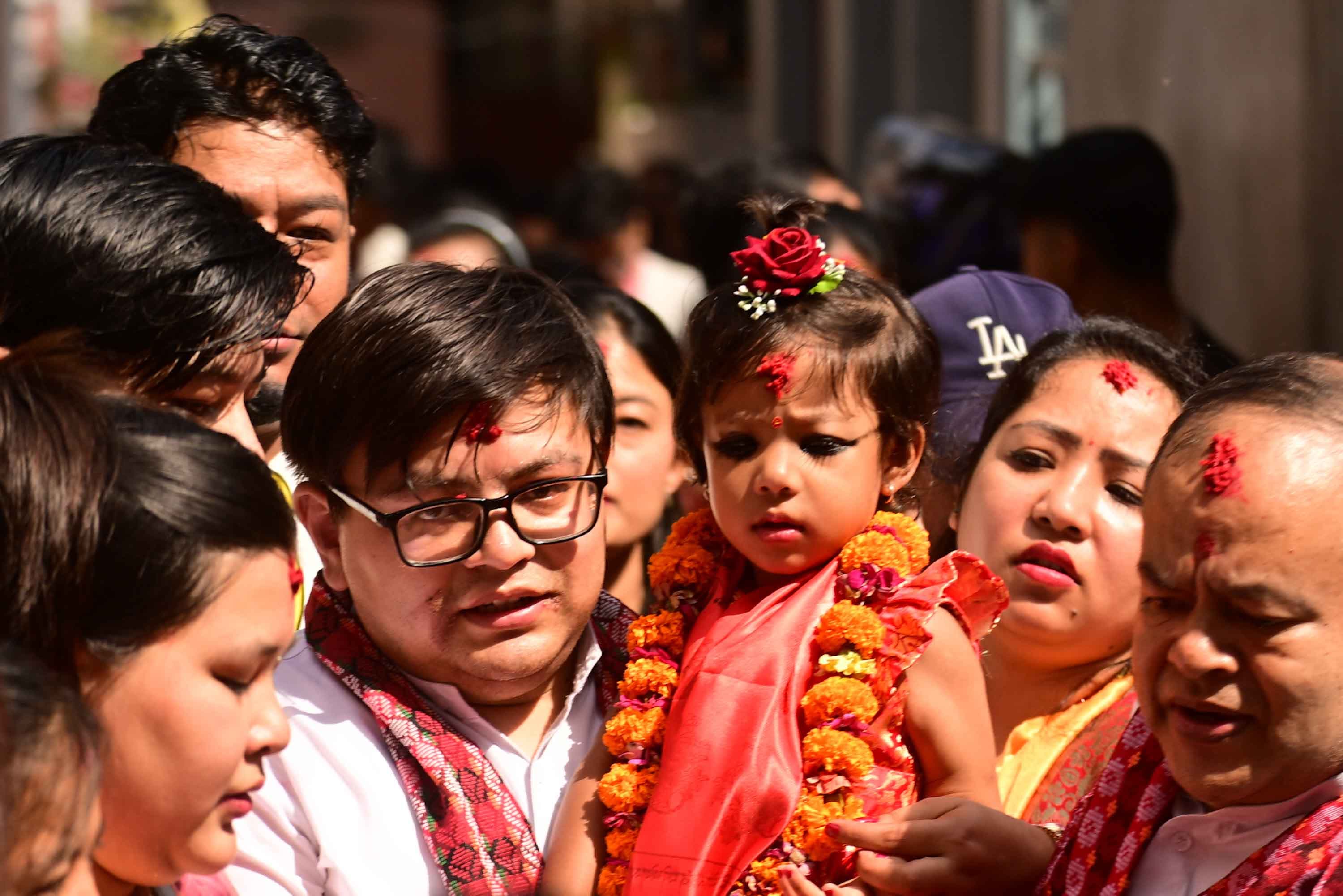 नयाँ कुमारी आर्यतारा शाक्यलाई कुमारीघरमा आसन गराइयो