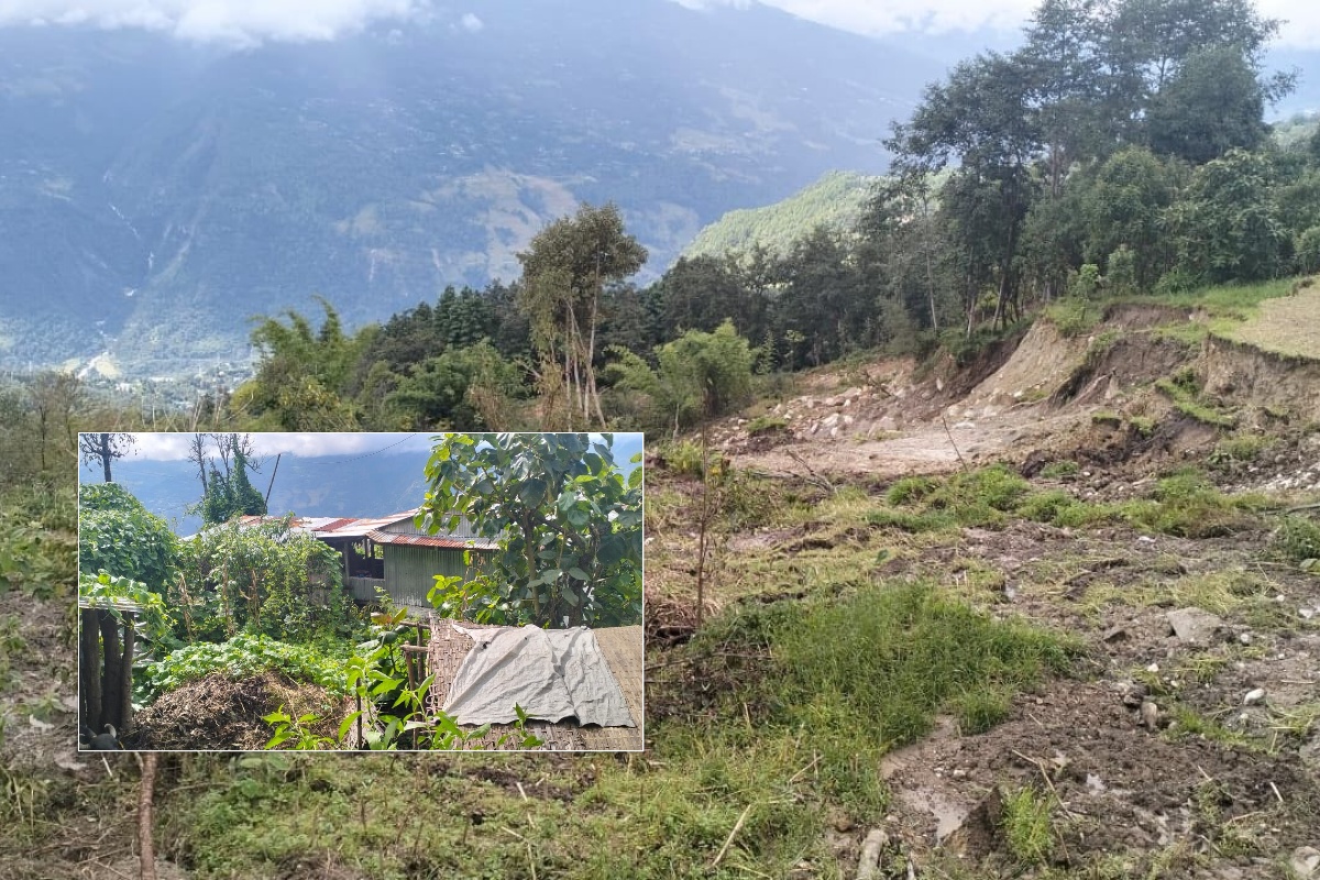 दोलखाको झुलेमा ६ घर पहिरोको जोखिममा